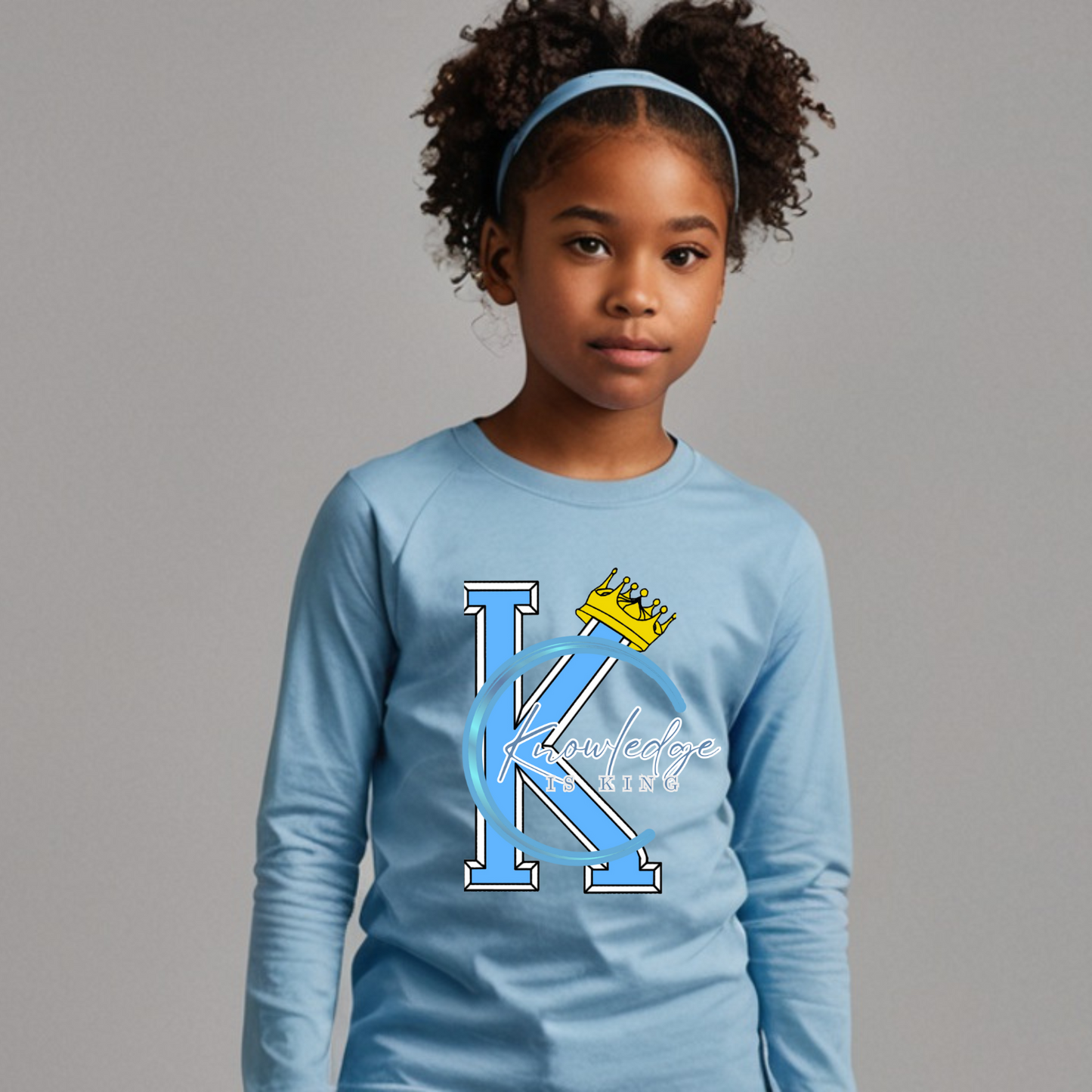 Youth Female Long Sleeve T-Shirt (Crown Quater Moon)