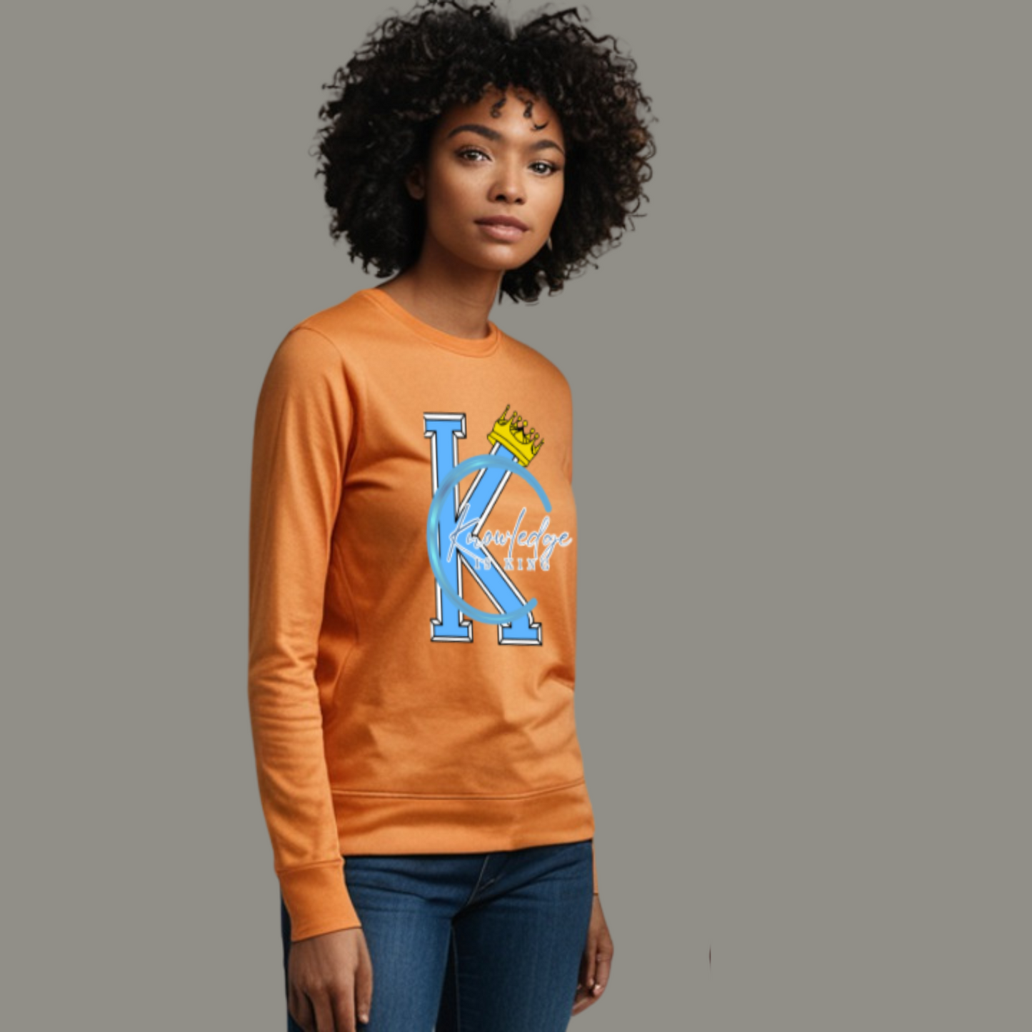 Women's Long Sleeve T-Shirt (Crown Quater Moon)