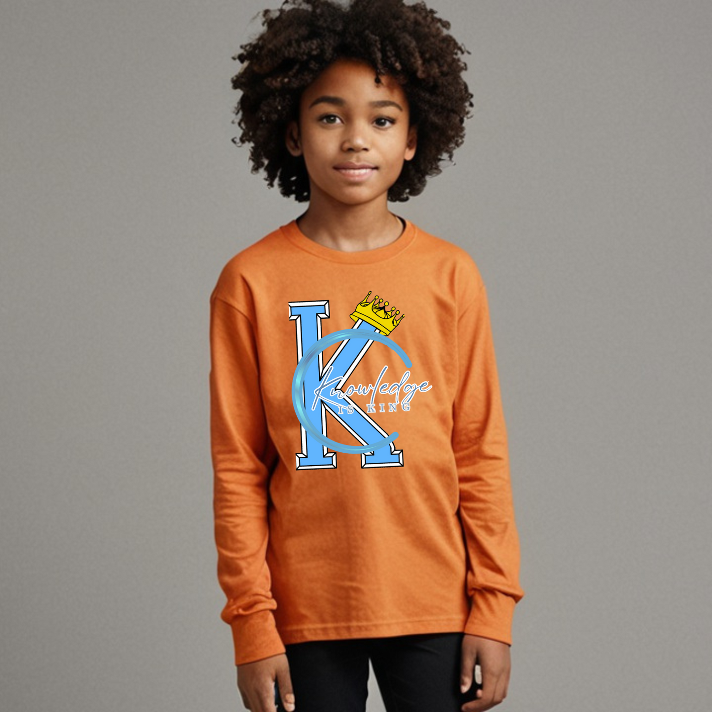 Youth Female Long Sleeve T-Shirt (Crown Quater Moon)