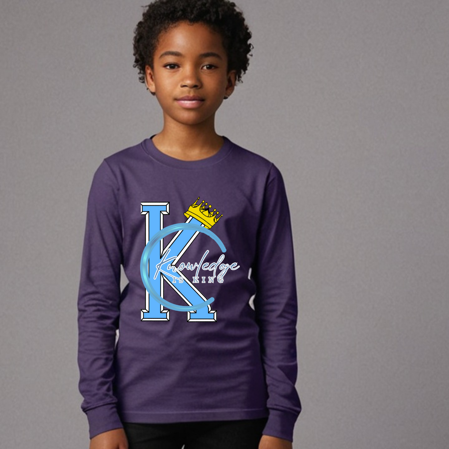 Youth Female Long Sleeve T-Shirt (Crown Quater Moon)