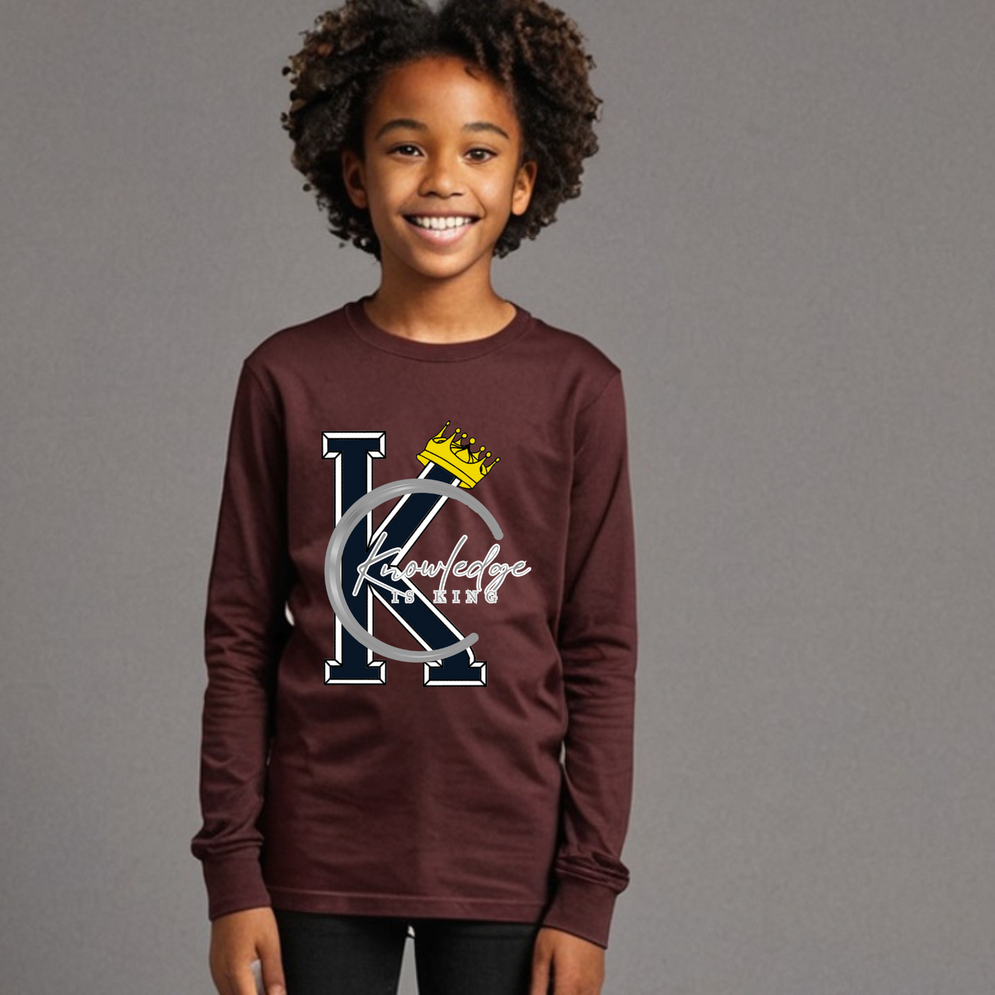 Youth Female Long Sleeve T-Shirt (Crown Quater Moon)