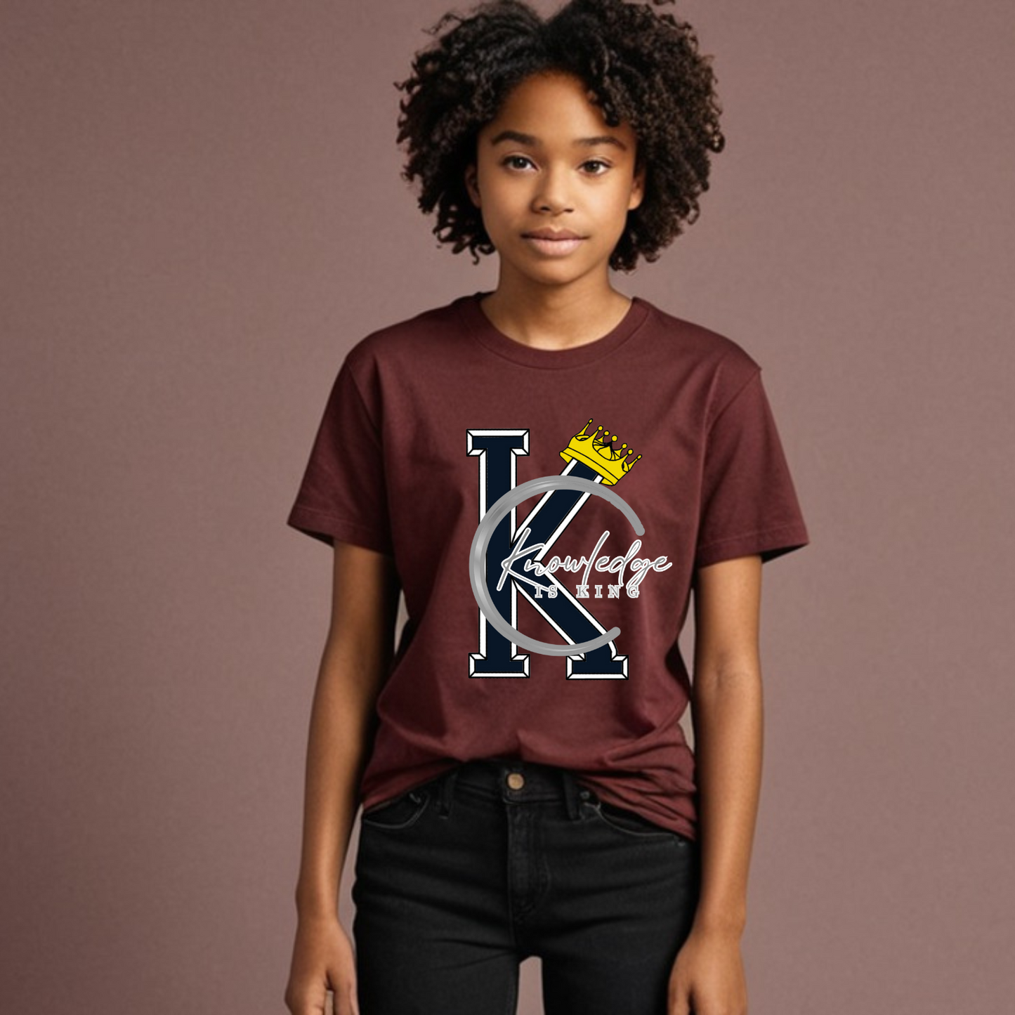 Youth Female Short Sleeve T-Shirt (Crown Quater Moon)