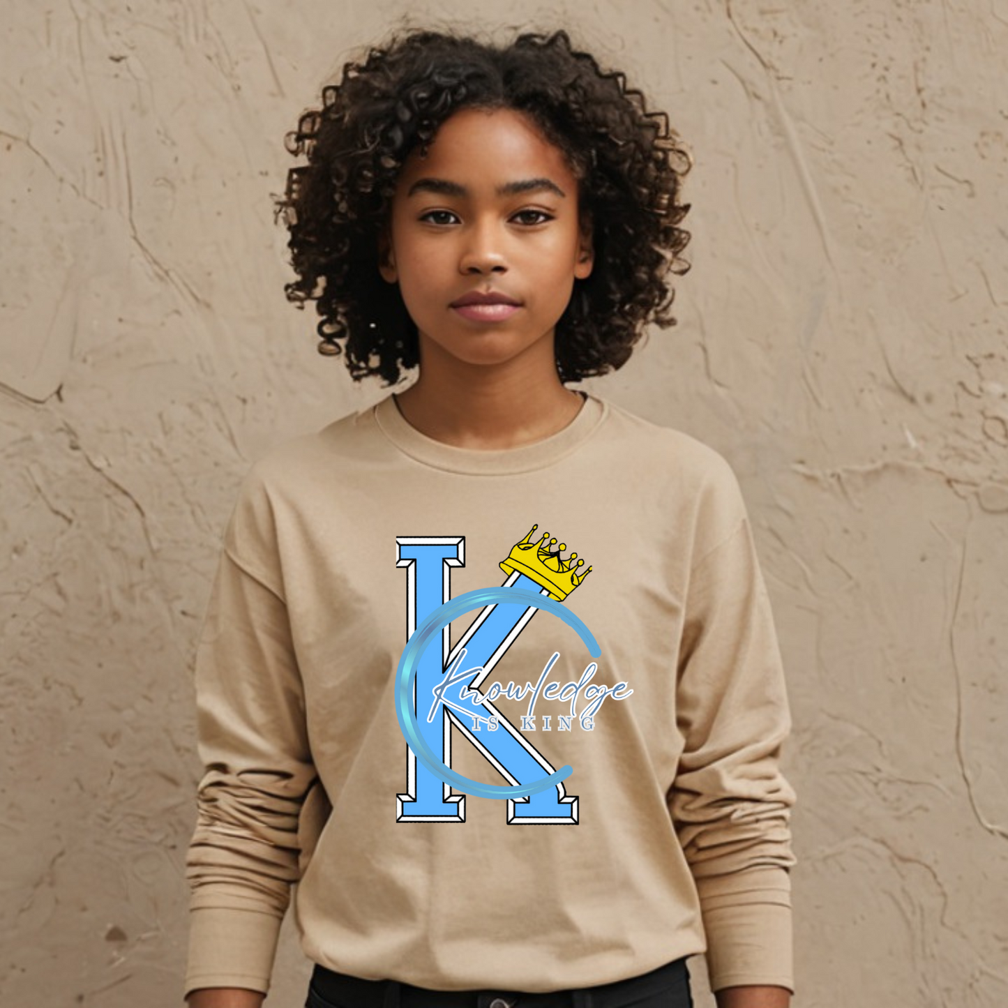 Youth Female Long Sleeve T-Shirt (Crown Quater Moon)