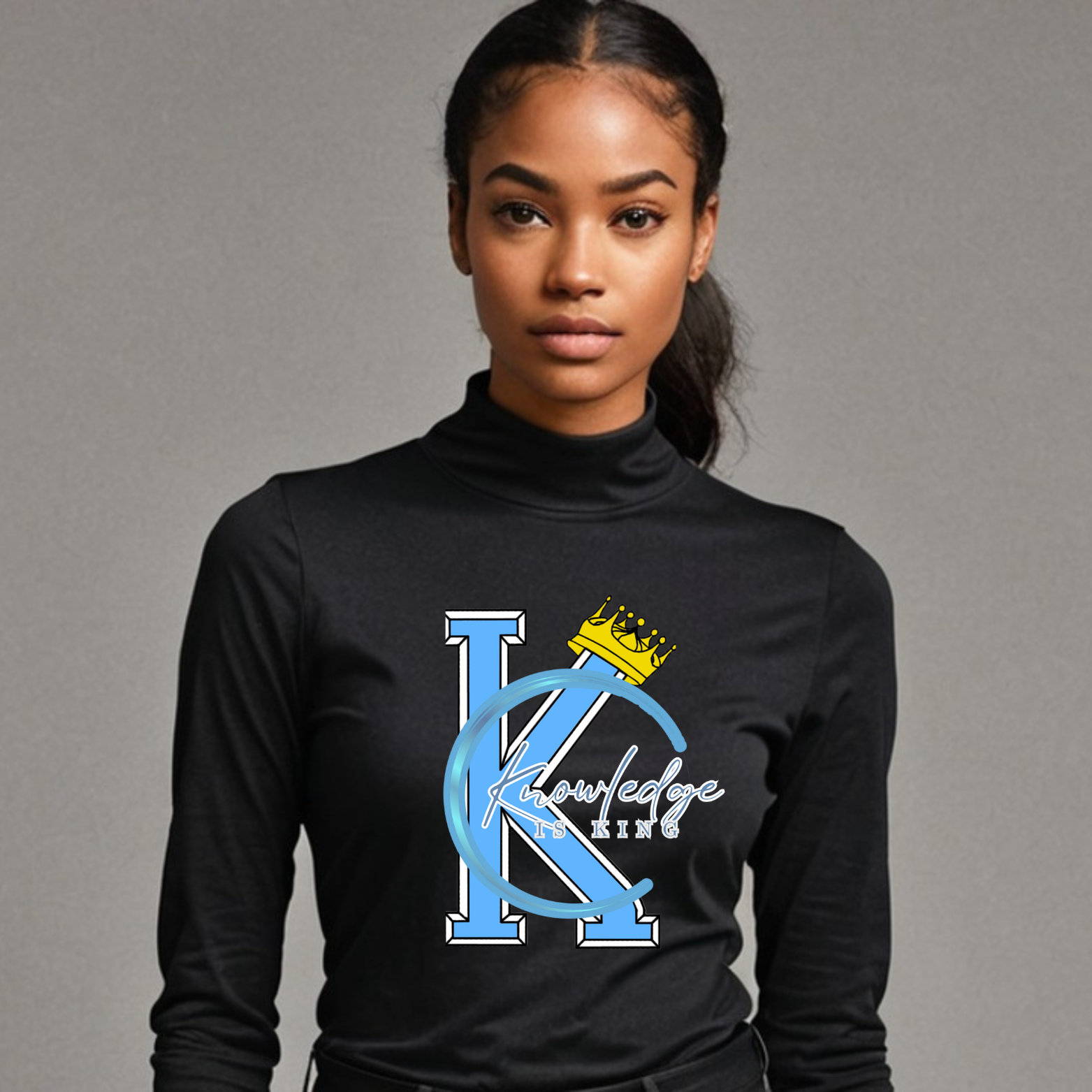 Women's Long Sleeve T-Shirt (Crown Quater Moon)