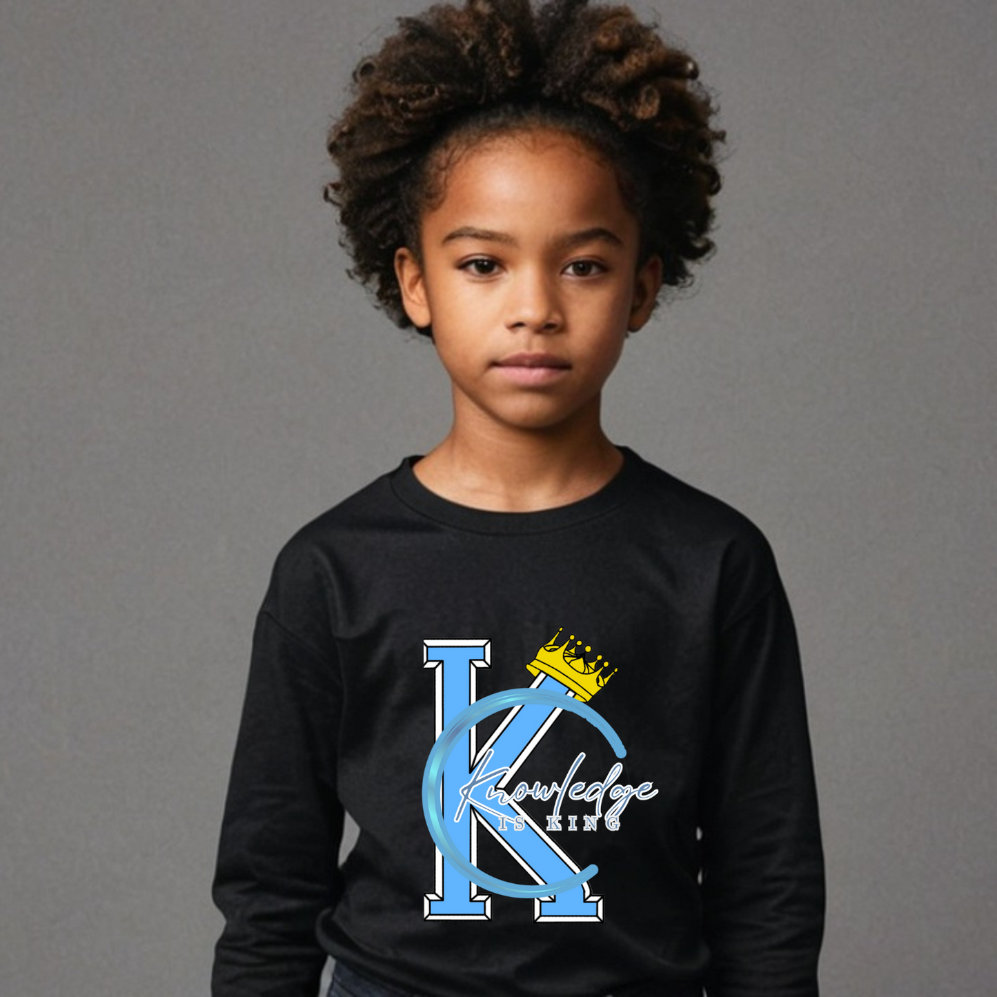 Youth Female Long Sleeve T-Shirt (Crown Quater Moon)