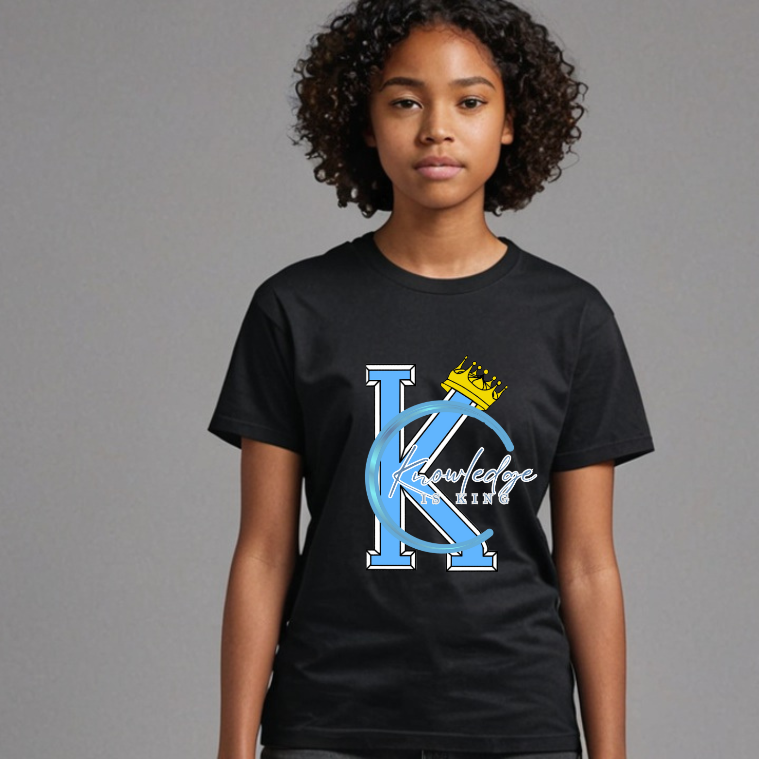 Youth Female Short Sleeve T-Shirt (Crown Quater Moon)