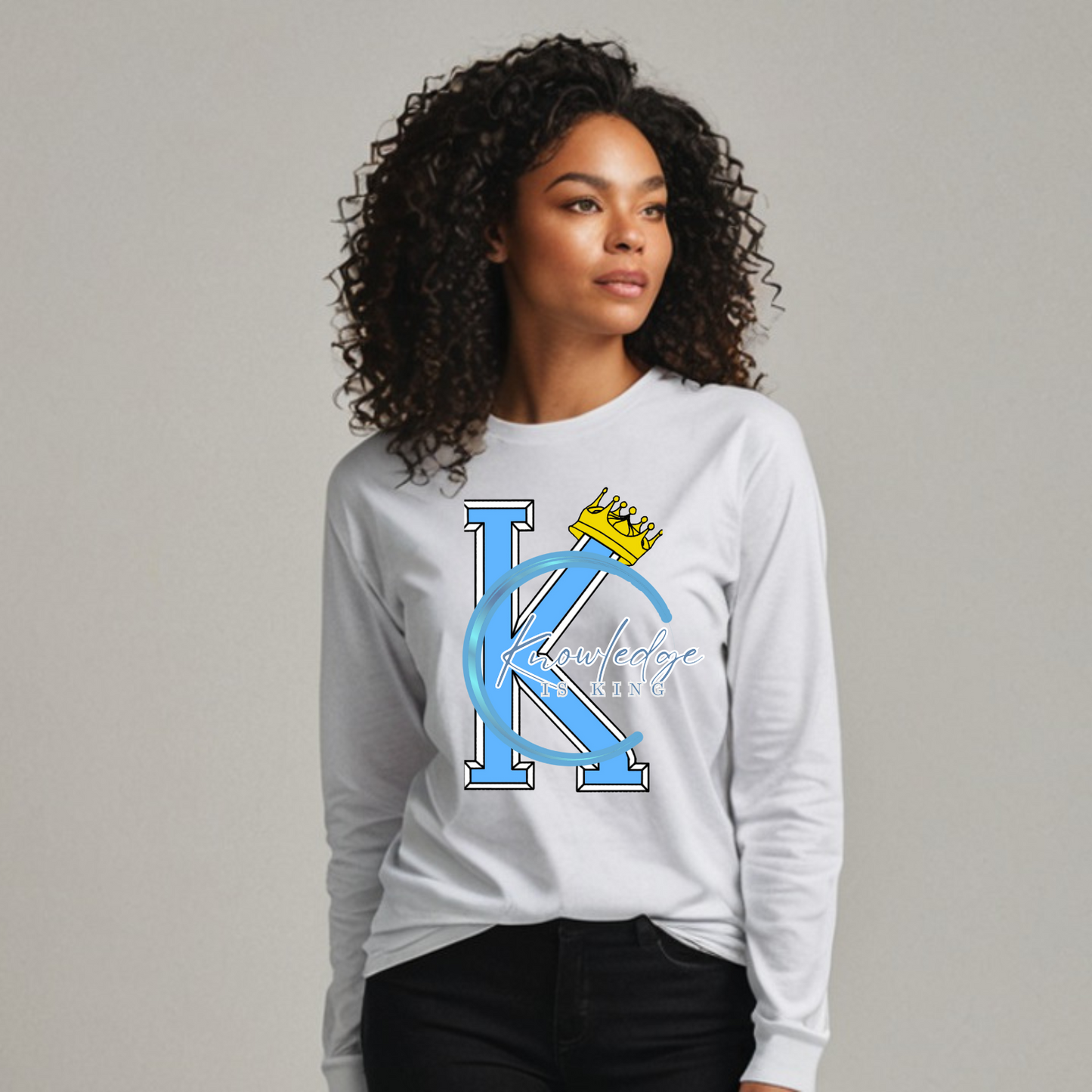 Women's Long Sleeve T-Shirt (Crown Quater Moon)