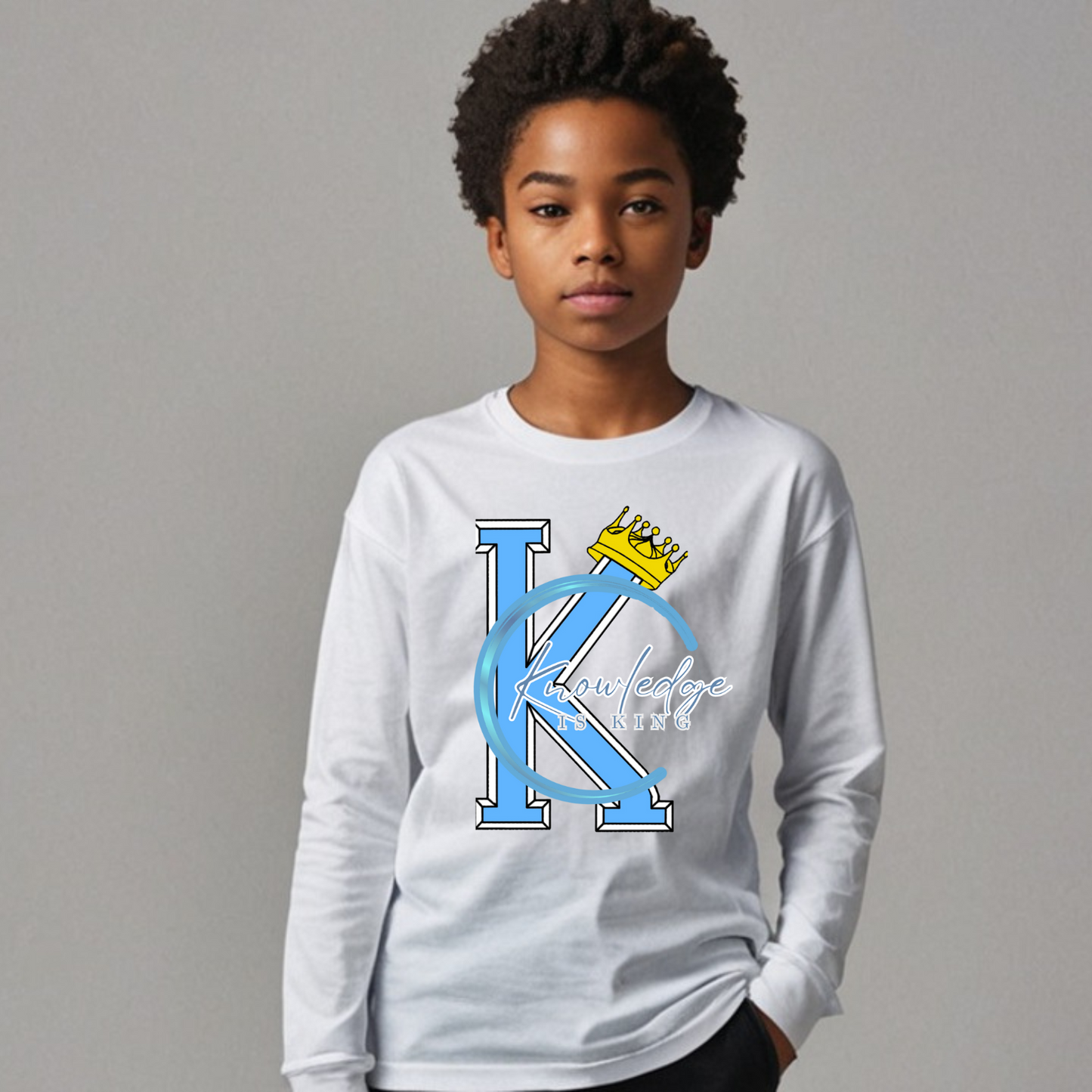 Youth Female Long Sleeve T-Shirt (Crown Quater Moon)