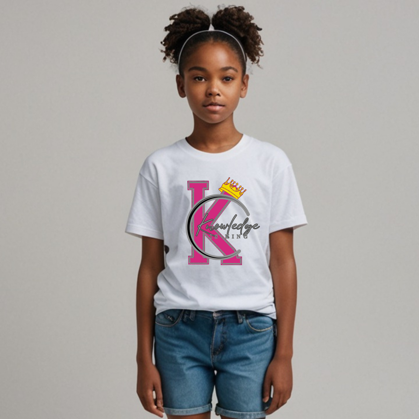 Youth Female Short Sleeve T-Shirt (Crown Quater Moon)