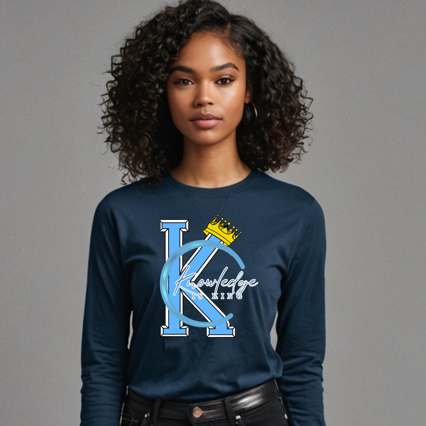 Women's Long Sleeve T-Shirt (Crown Quater Moon)