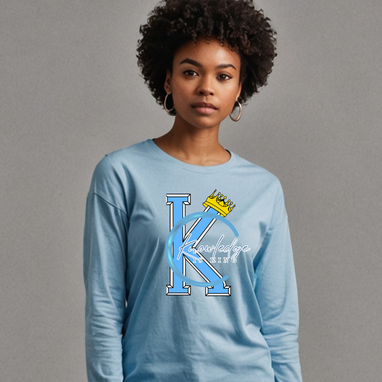 Women's Long Sleeve T-Shirt (Crown Quater Moon)