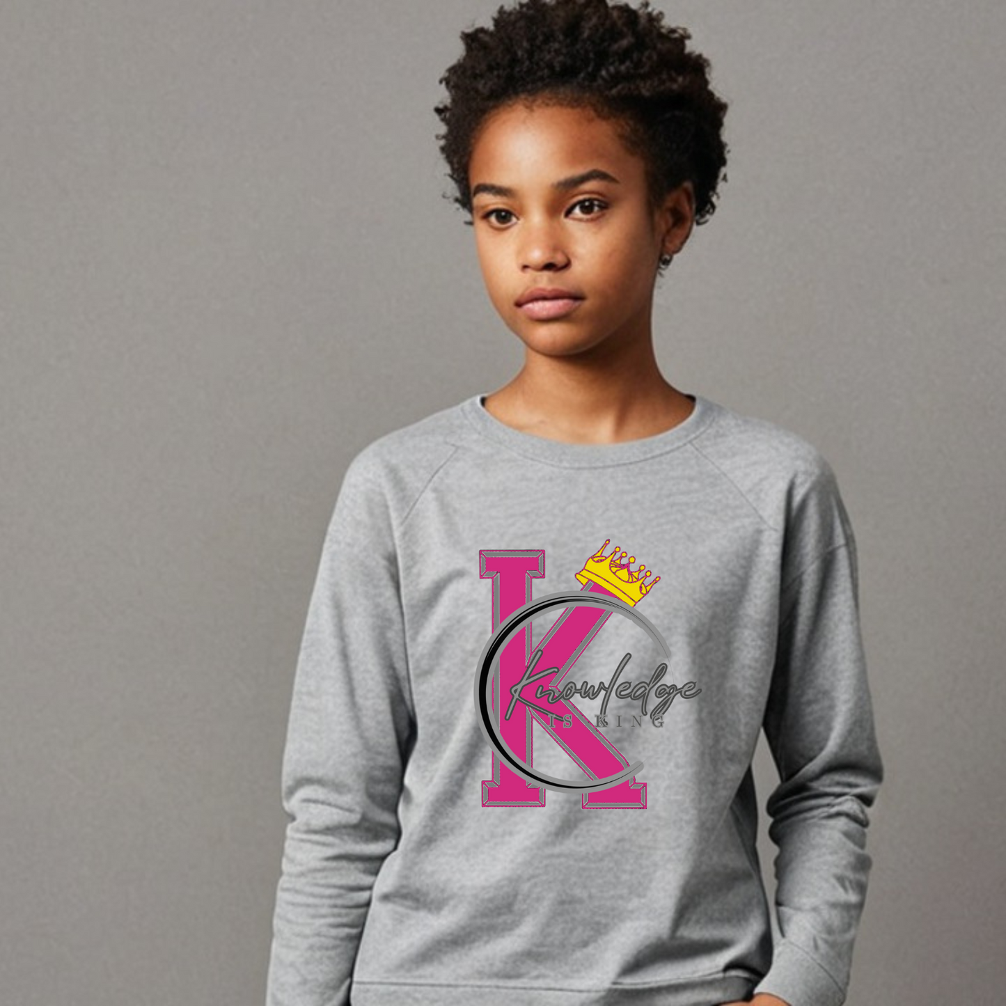 Youth Female Long Sleeve T-Shirt (Crown Quater Moon)