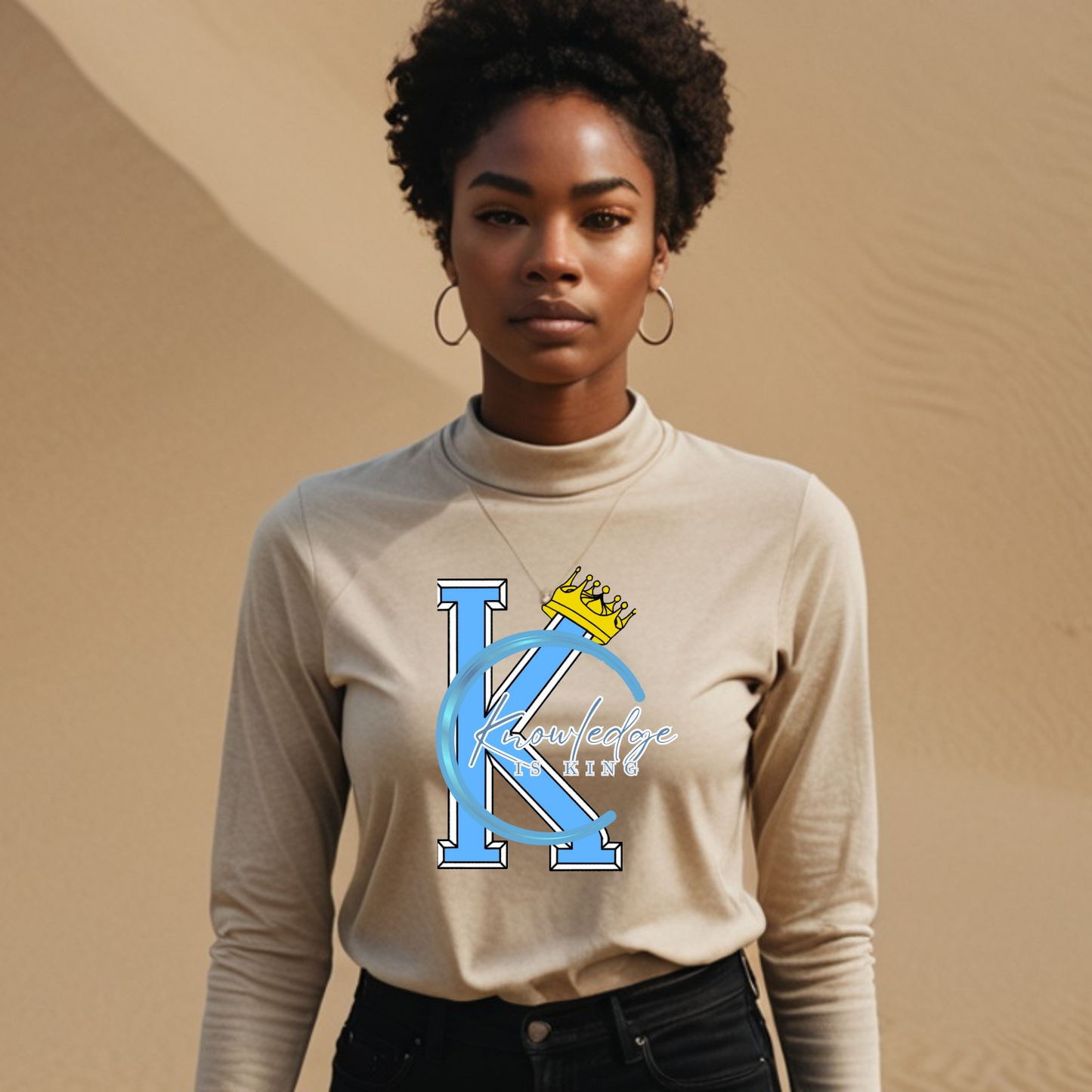 Women's Long Sleeve T-Shirt (Crown Quater Moon)