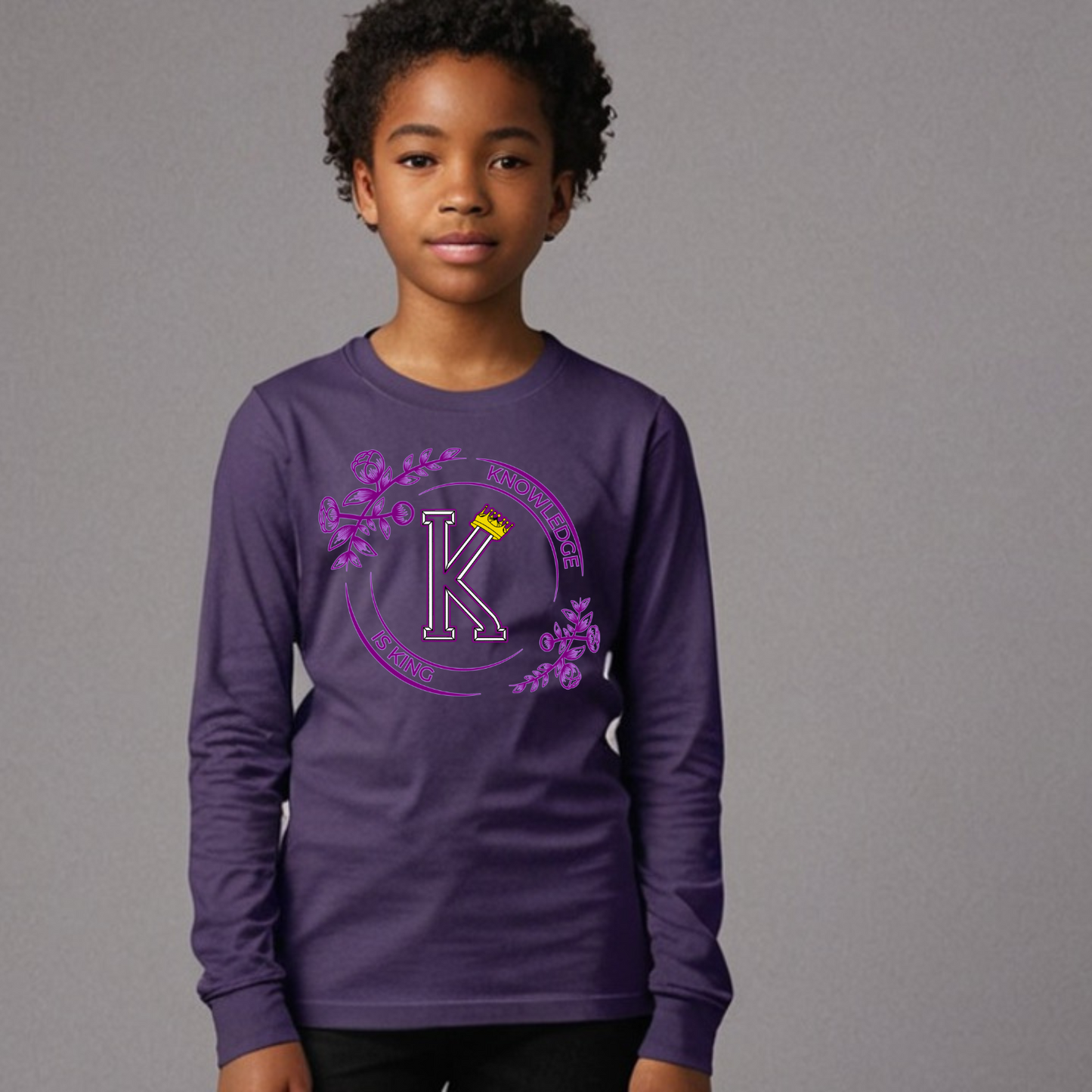 Youth Female Long Sleeve T-Shirt (Flower Standard Rose)