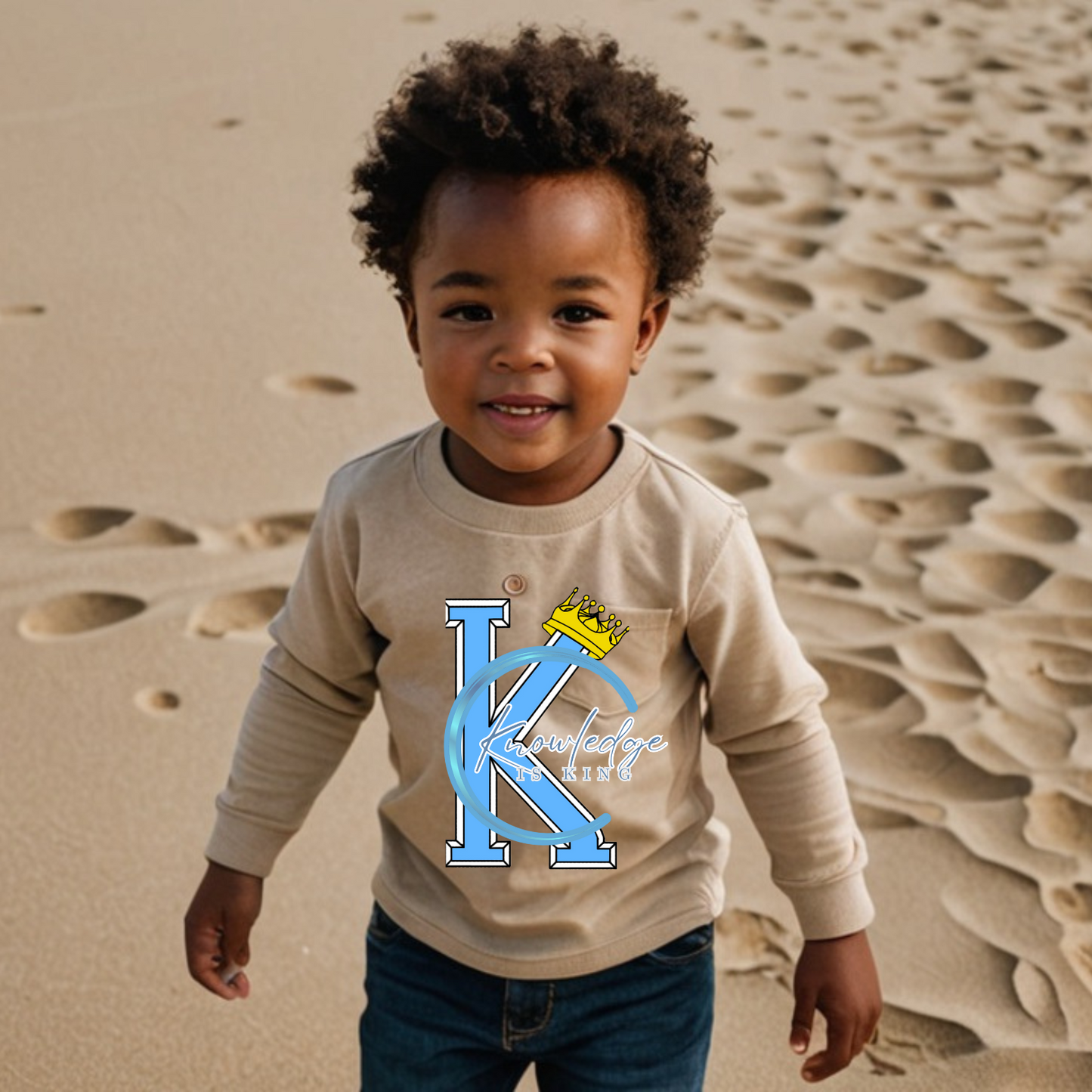 Toddler Long Sleeve T-Shirt (Crown Quater Moon)
