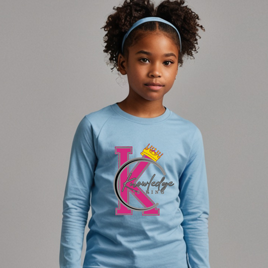 Youth Female Long Sleeve T-Shirt (Crown Quater Moon)