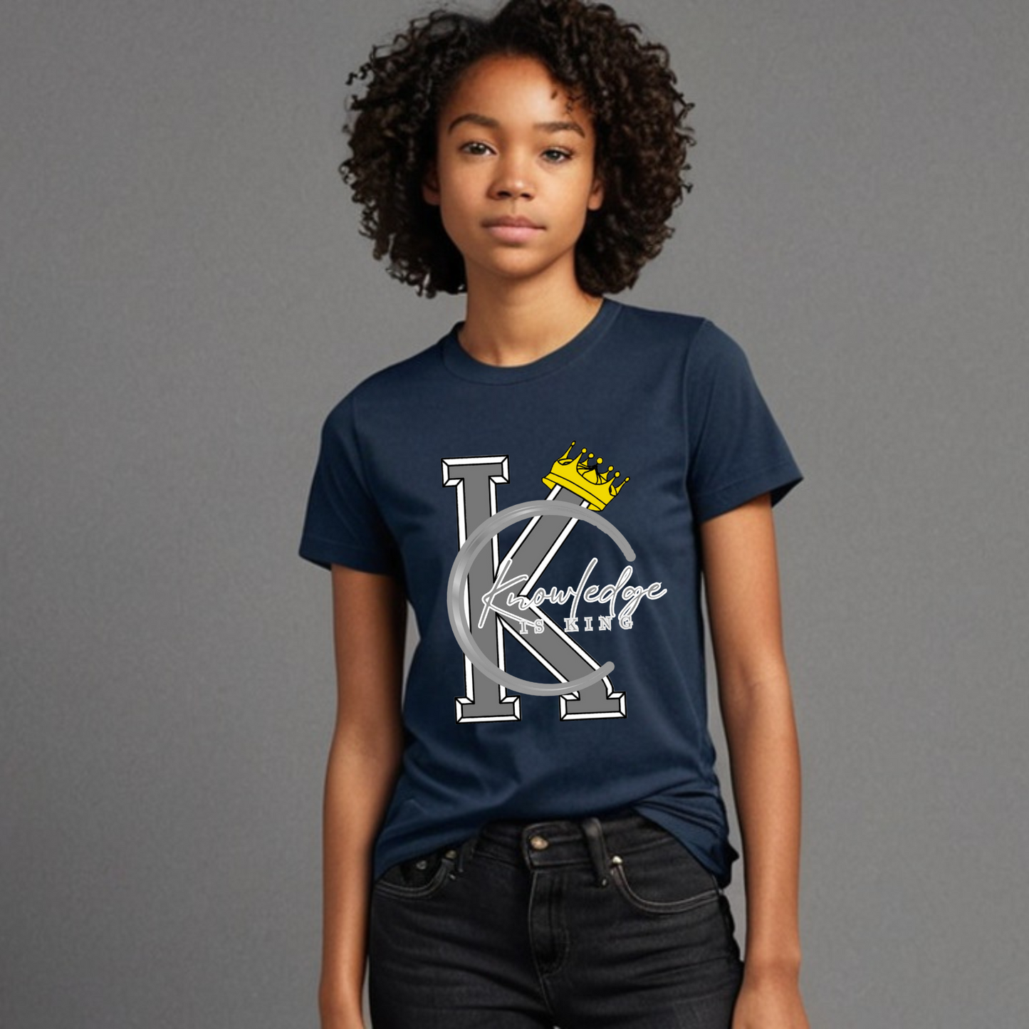 Youth Female Short Sleeve T-Shirt (Crown Quater Moon)