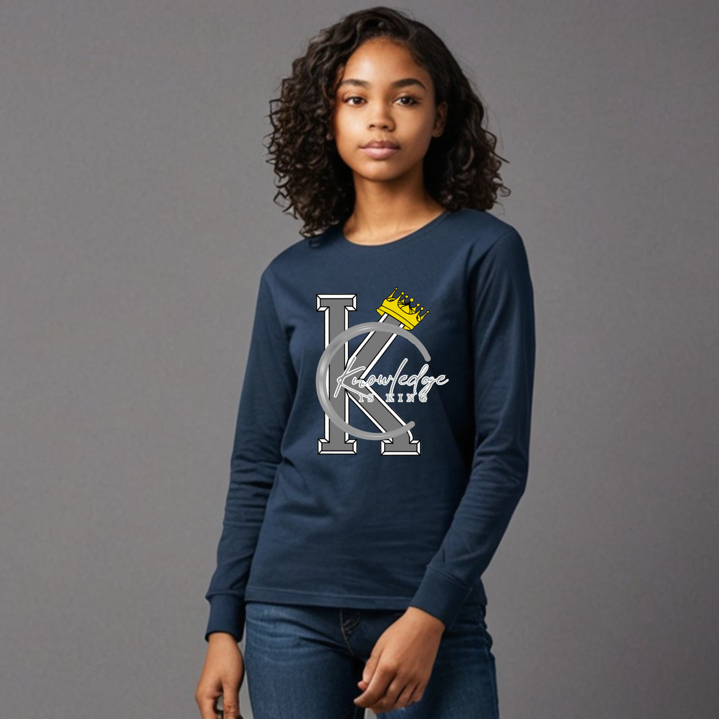 Youth Female Long Sleeve T-Shirt (Crown Quater Moon)