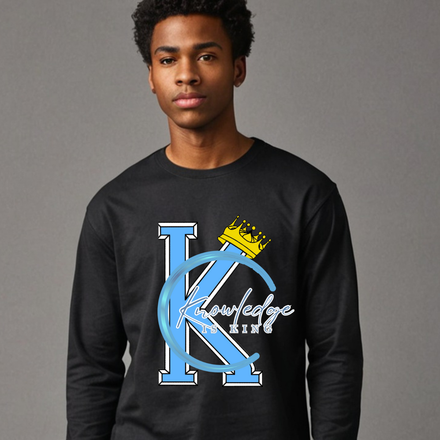 Men's Long Sleeve T-Shirt (Crown Quater Moon)