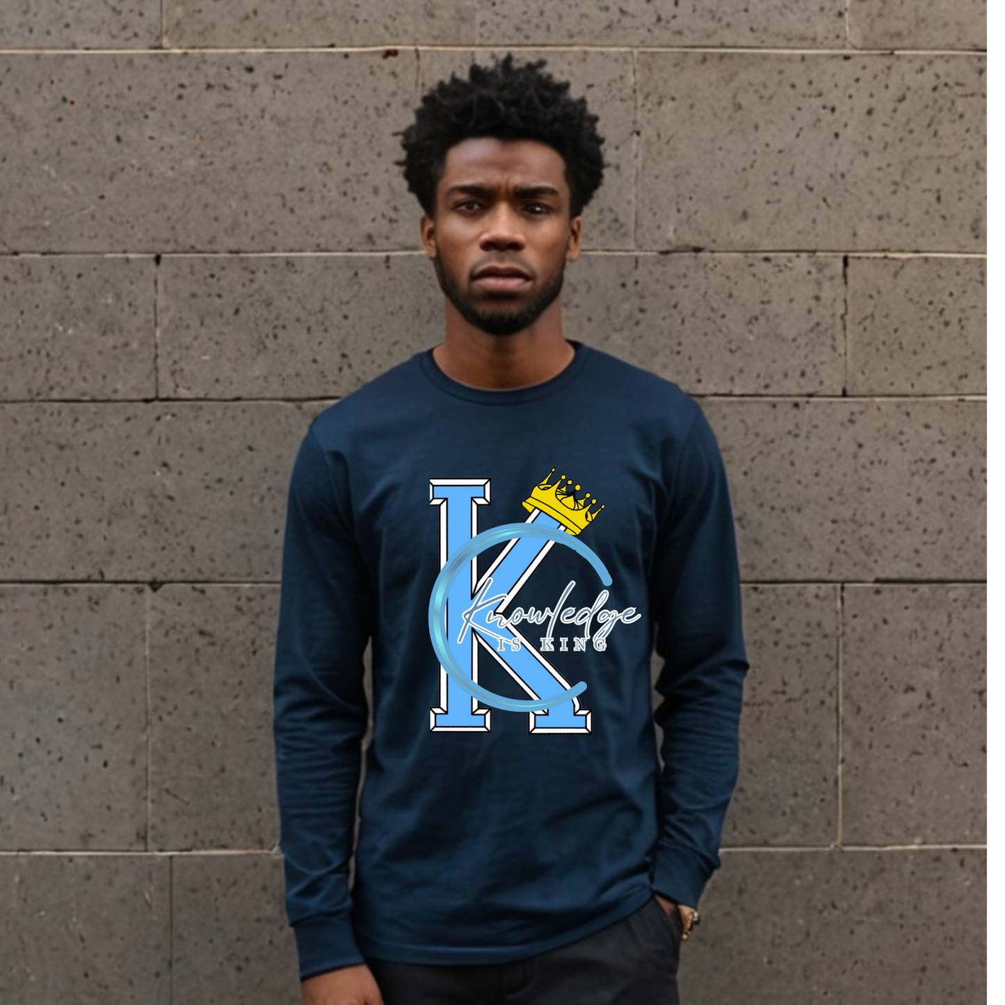 Men's Long Sleeve T-Shirt (Crown Quater Moon)