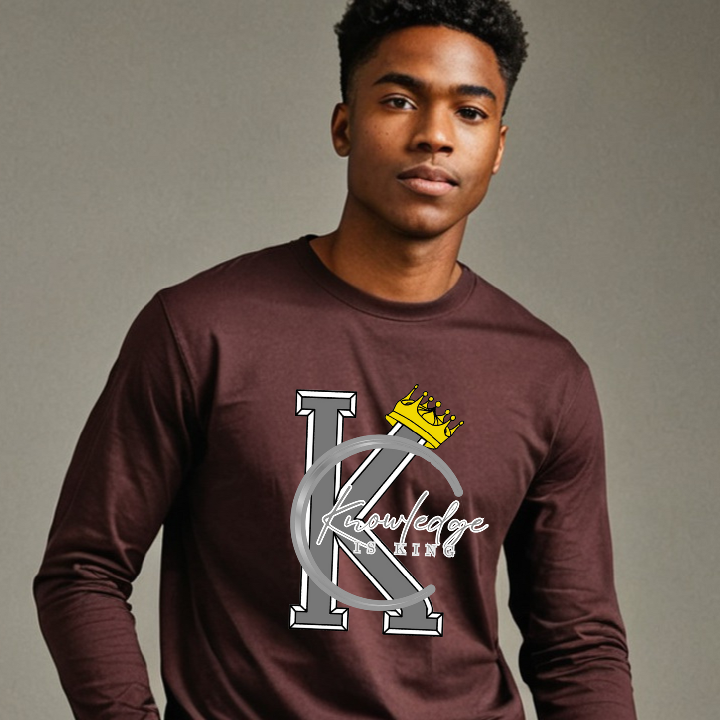 Men's Long Sleeve T-Shirt (Crown Quater Moon)