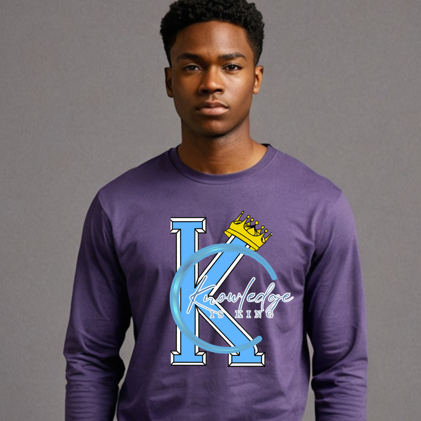 Men's Long Sleeve T-Shirt (Crown Quater Moon)