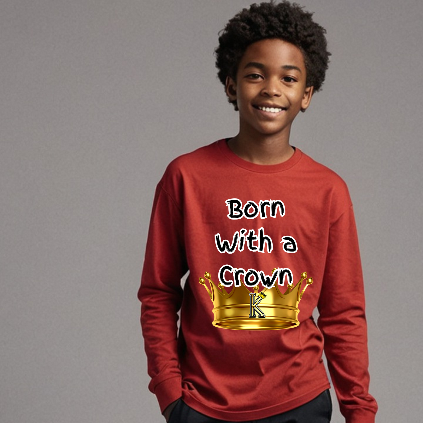 Youth Long Sleeve T-Shirt (Born with a Crown)