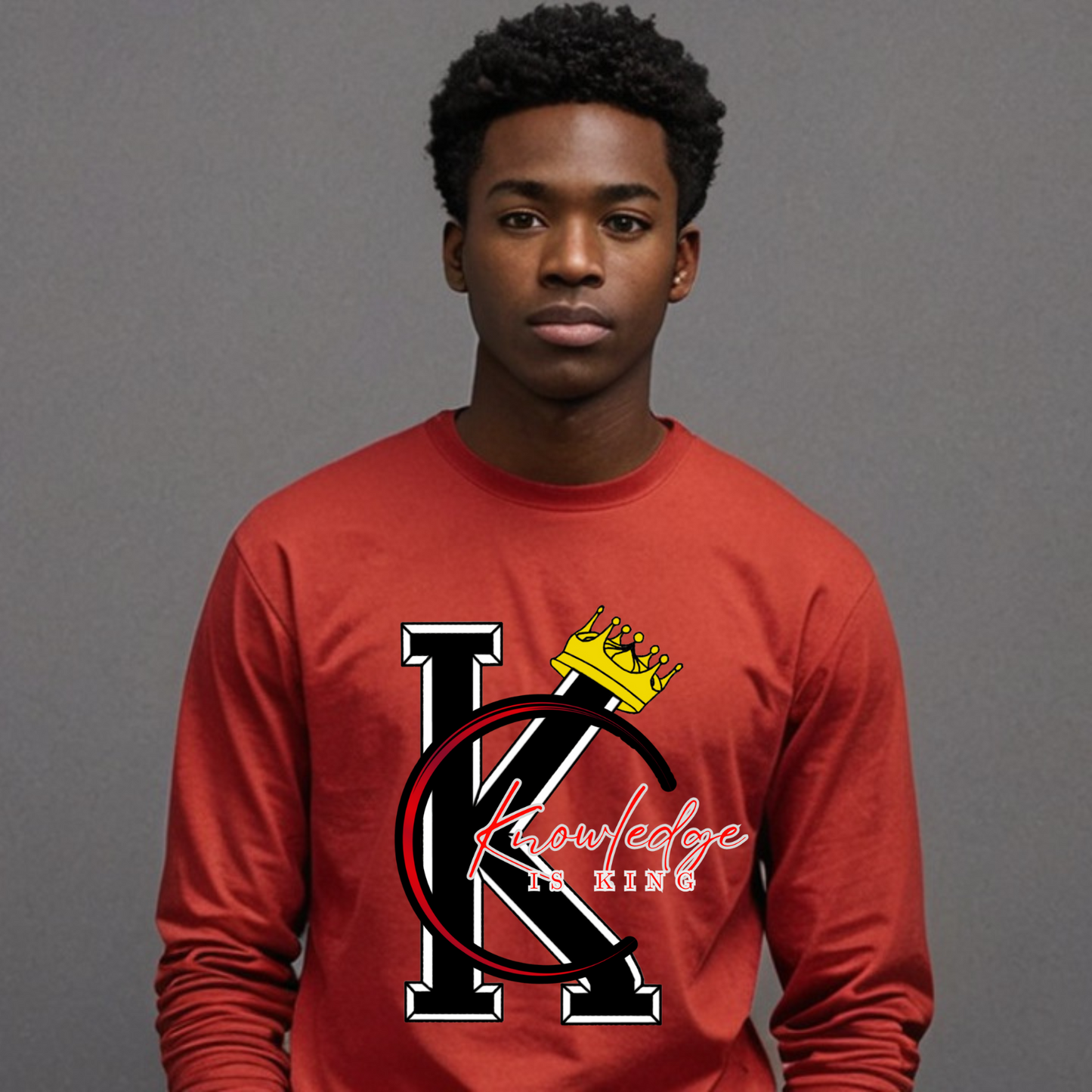 Men's Long Sleeve T-Shirt (Crown Quater Moon)