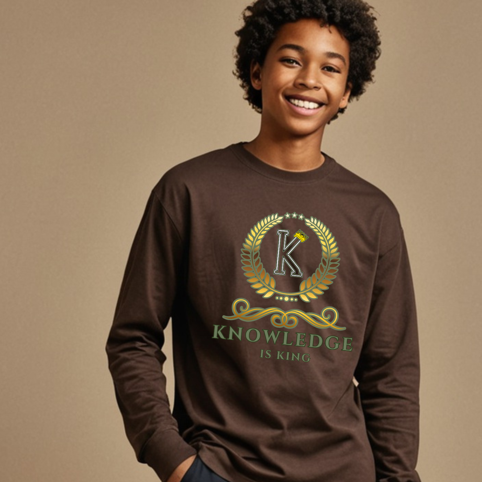 Youth Male Long Sleeve T-Shirt (Crown Golden Reef)